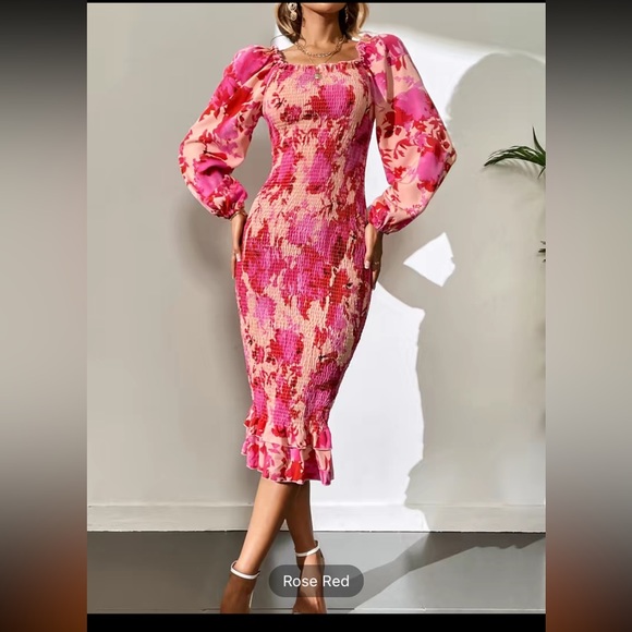 Floral Print Ruffles Bodycon Sexy Dresses